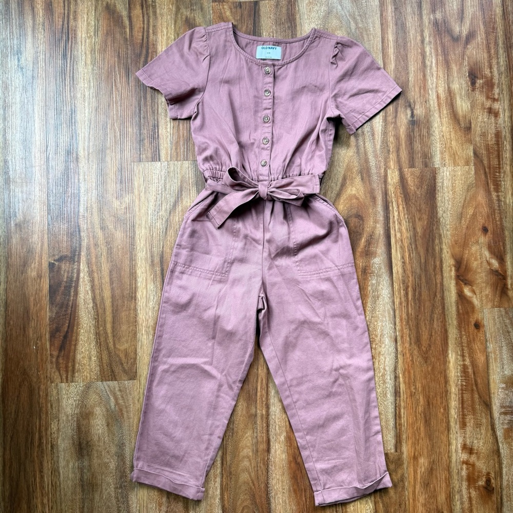 Old Navy Pink Jumpsuit with Puff Sleeves and Relaxed Fit